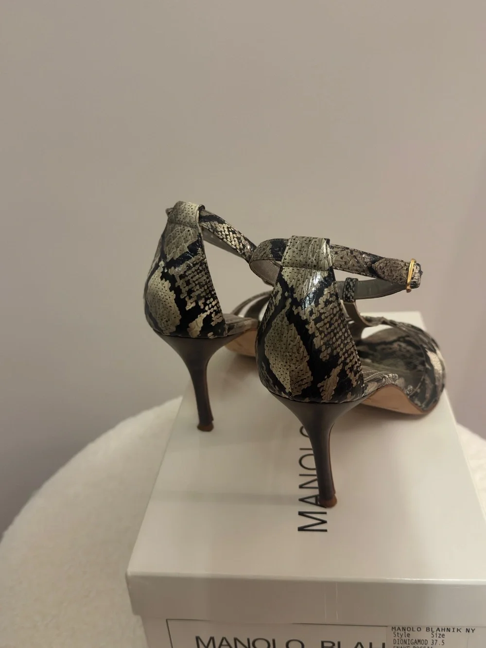 Manolo Blahnik Dionigamod 90 Snake Roccia Heels – EU 37.5 | Authentic